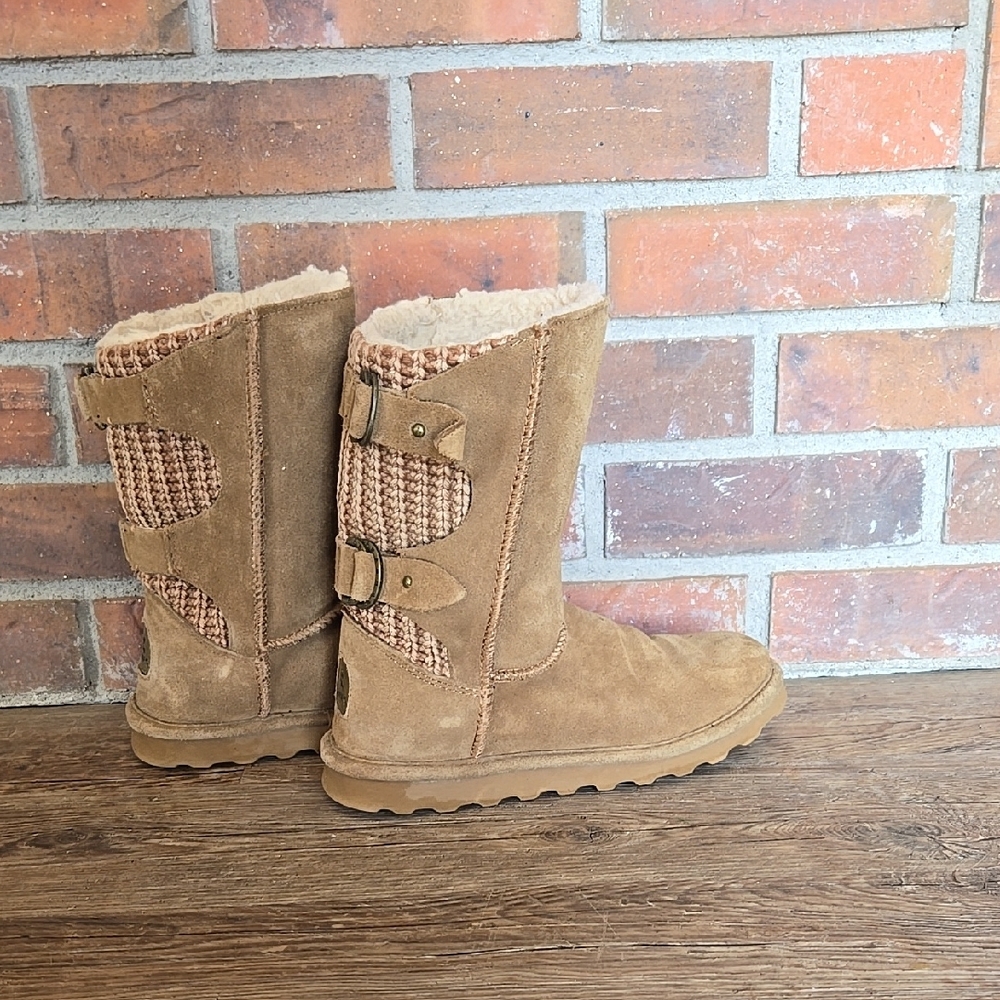 BearPaw Tan Winter Boots with Knit Accents